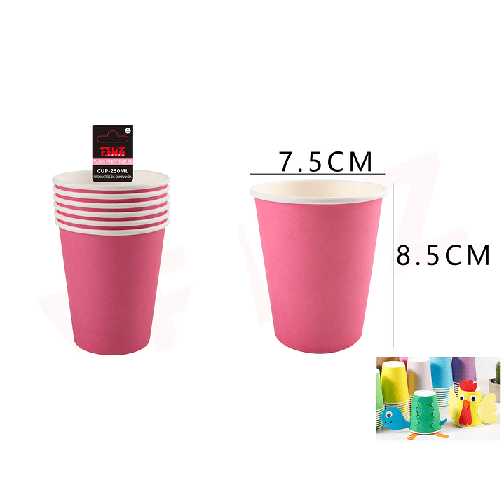 Vasos Rosado de Cartón 1