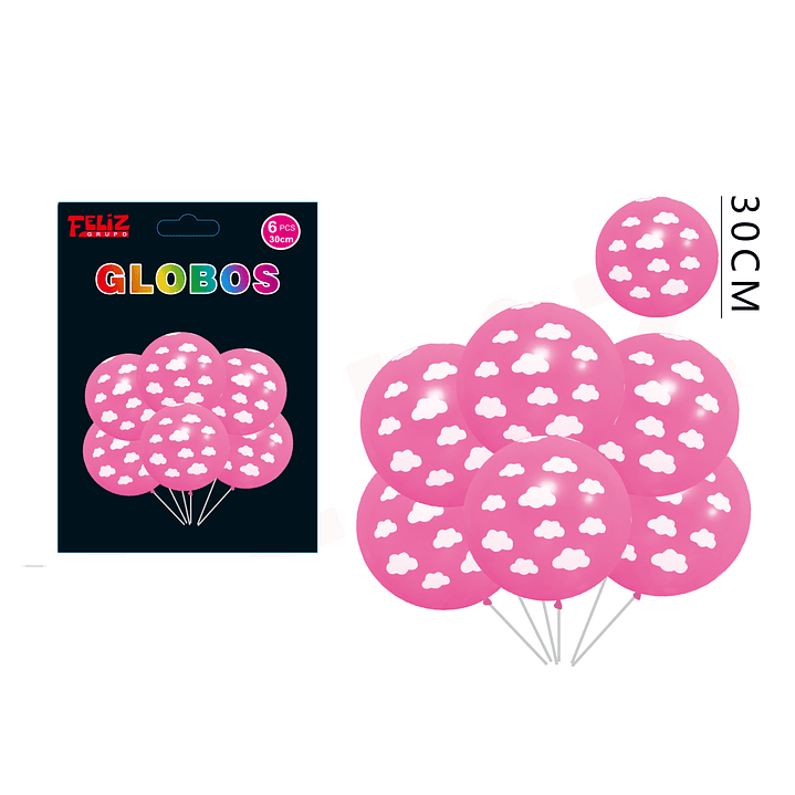 Globos Látex Nubes Rosado 30cm 1