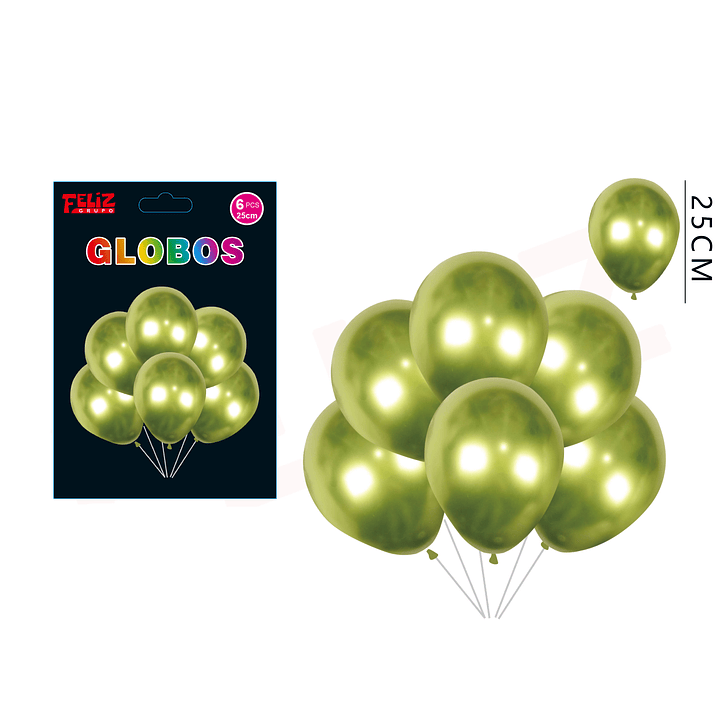 Set Globos Verde Claro Cromado 6pcs 1