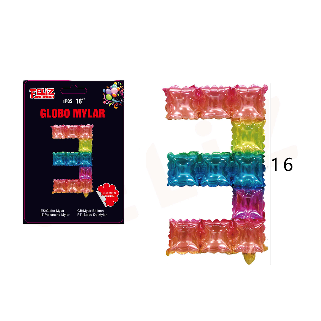 Globo Número 3 Multicolor 1