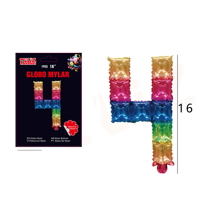 Globo Número 4 Multicolor 1