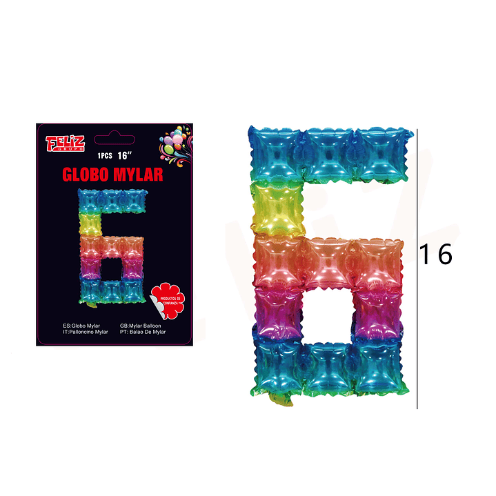 Globo Número 6 Multicolor 1