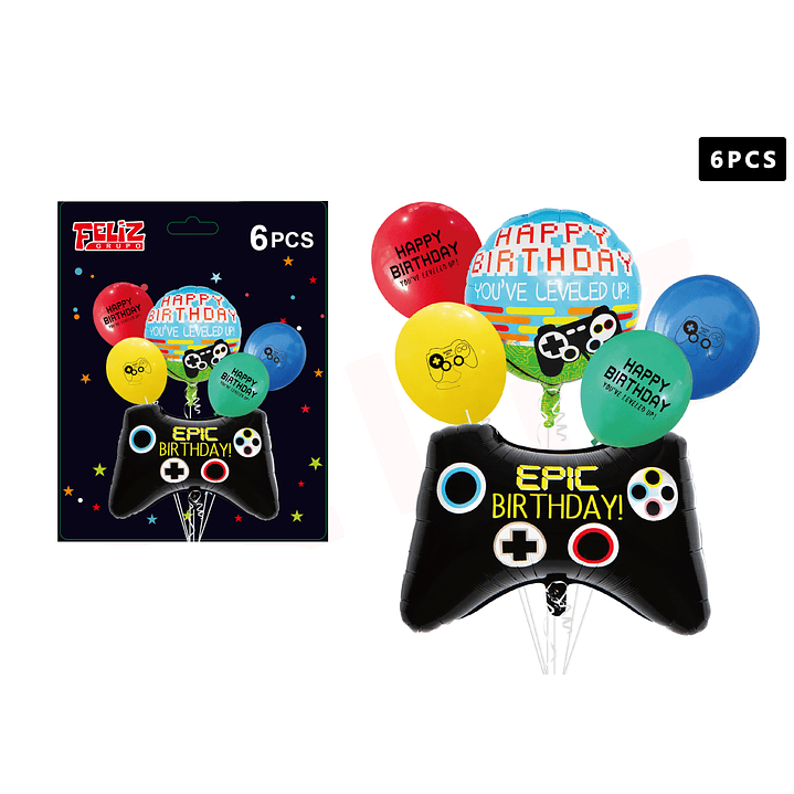 Globos Happy Birthday Videojuego 6 pcs 1
