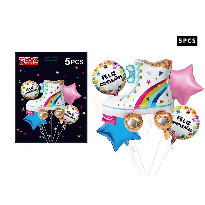 Set de Globo Feliz Cumpleaños con Patines 1
