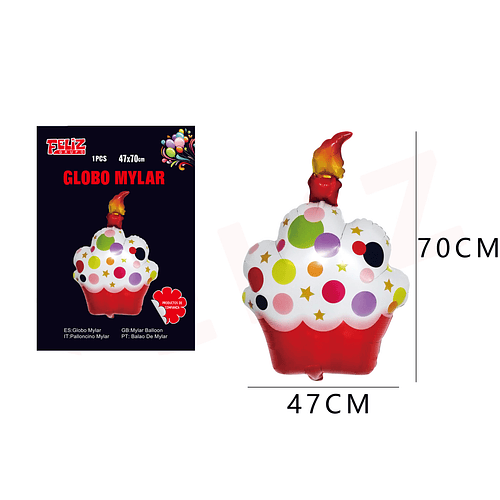 Globos Cupcake con Vela 70 cm Rojo