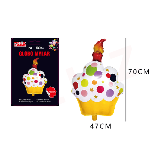 Globos Cupcake con Vela 70 cm Amarillo