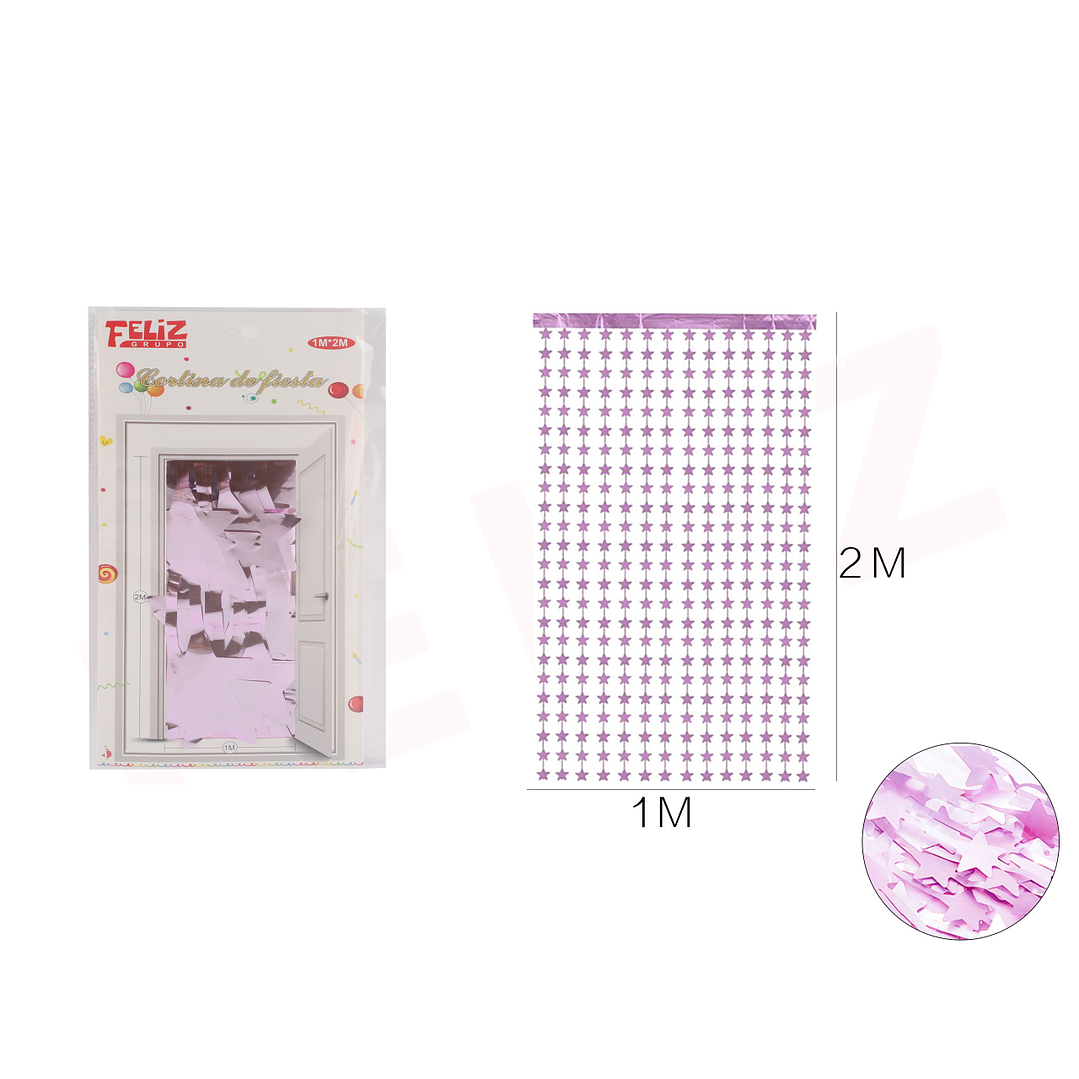 Cortina Metalica Estrella Rosado 1