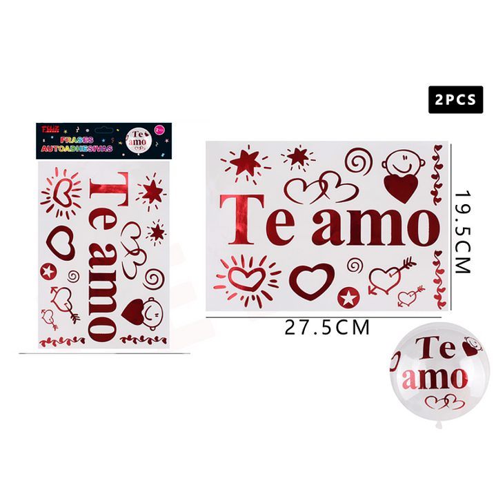 Sticker para Globos Te Amo Rojo, 19.5*27.5 cm 1