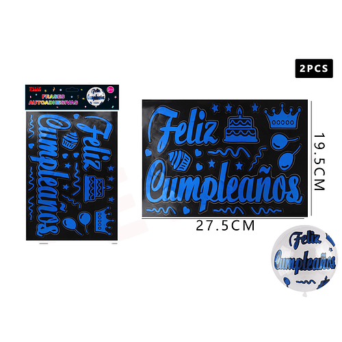 Sticker para Globos Feliz Día Azul 19.5*27.5 cm