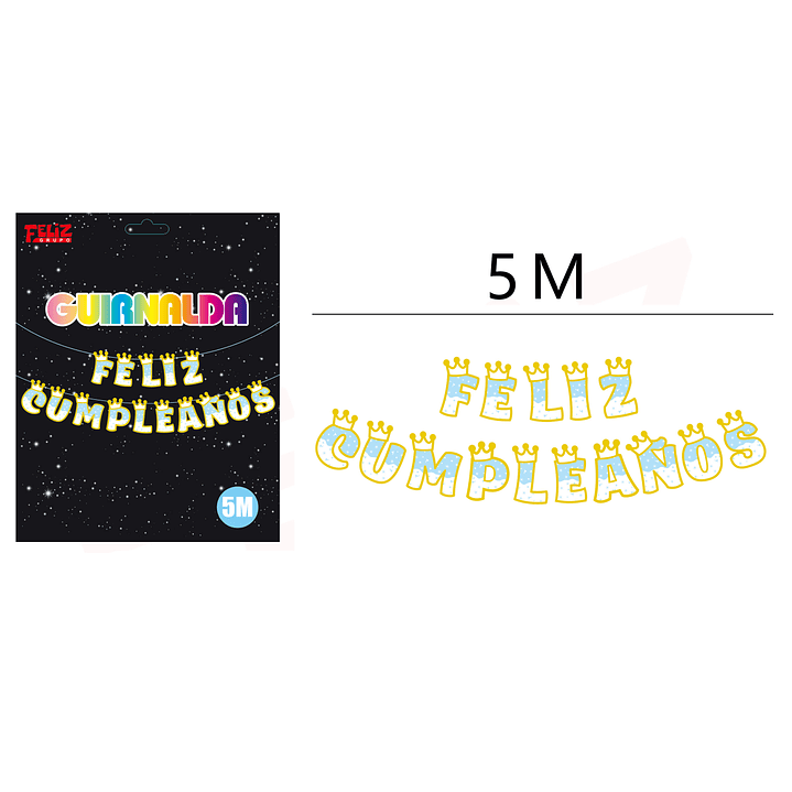 Guirnalda Feliz Cumpleaños Amarillo Con Celeste 1