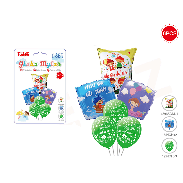 Set Globos Día del Niño Diseños 6 pcs 1