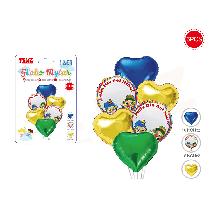 Set Globos Payaso Día del Niño 6 pcs 1