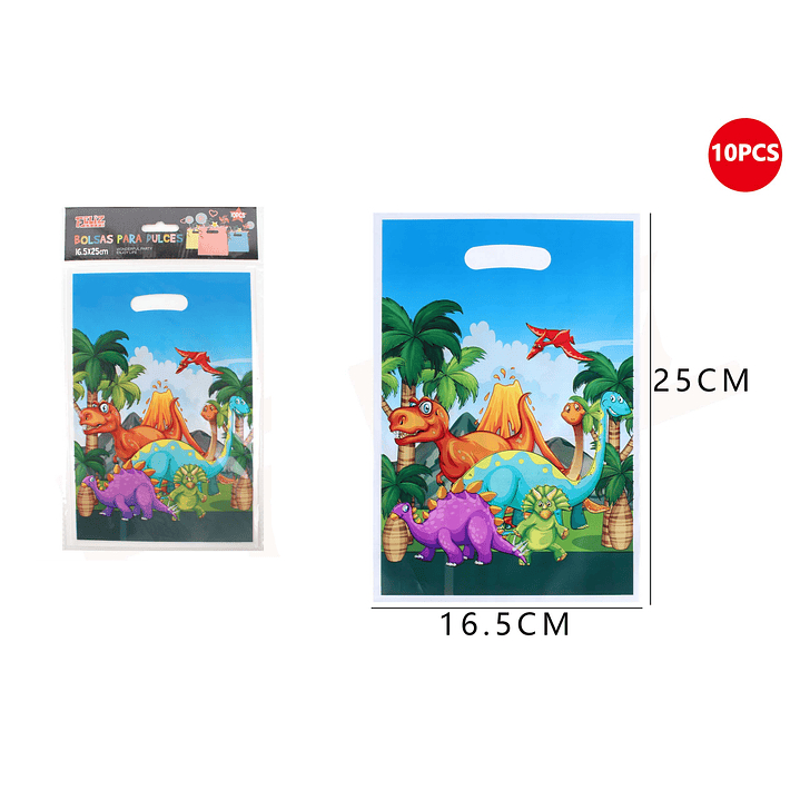 Set Bolsas para Dulces de Dinosaurio con Volcán 10 pcs 1