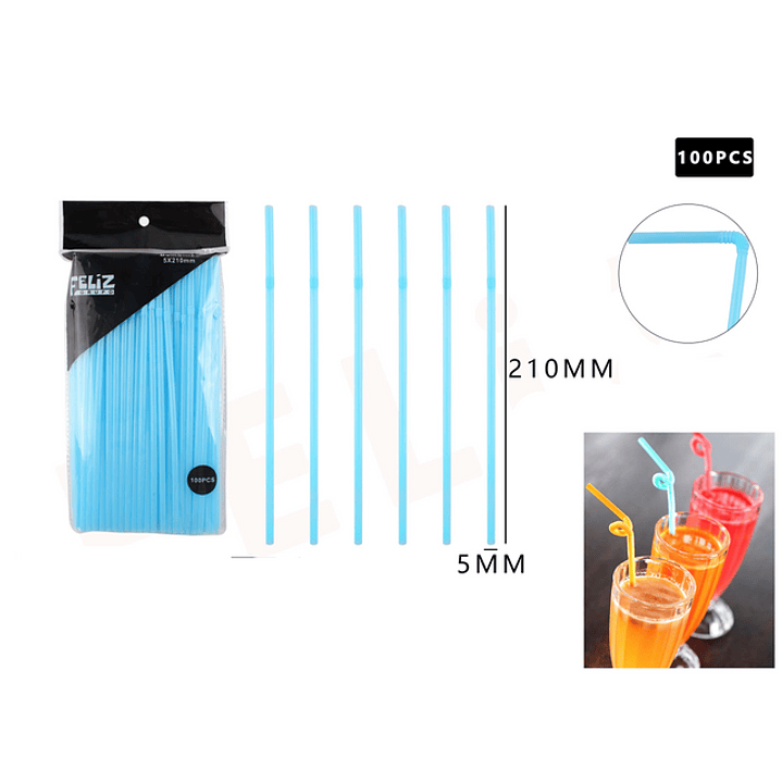 Bombilla Celeste 5*210mm Plástica 100pcs 1