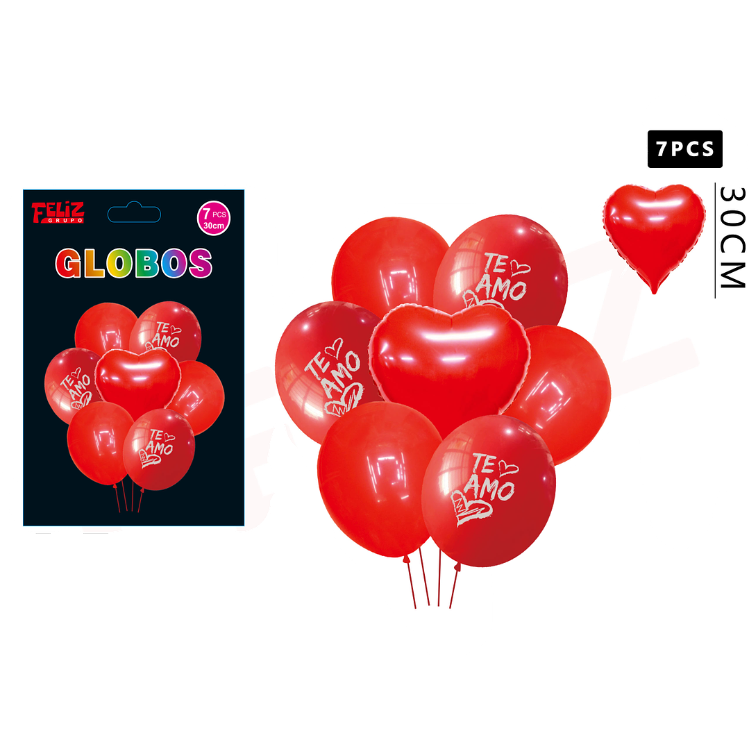 Set Globos Te Amo Rojo 7 pcs 1