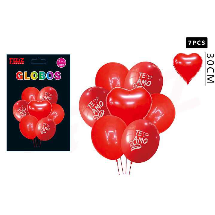 Set Globos Te Amo Rojo 7 pcs 1
