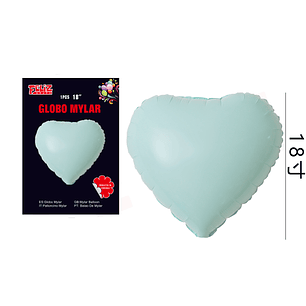 Globo Corazón Celeste Crema
