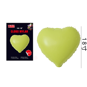Globo Corazón Verde Crema