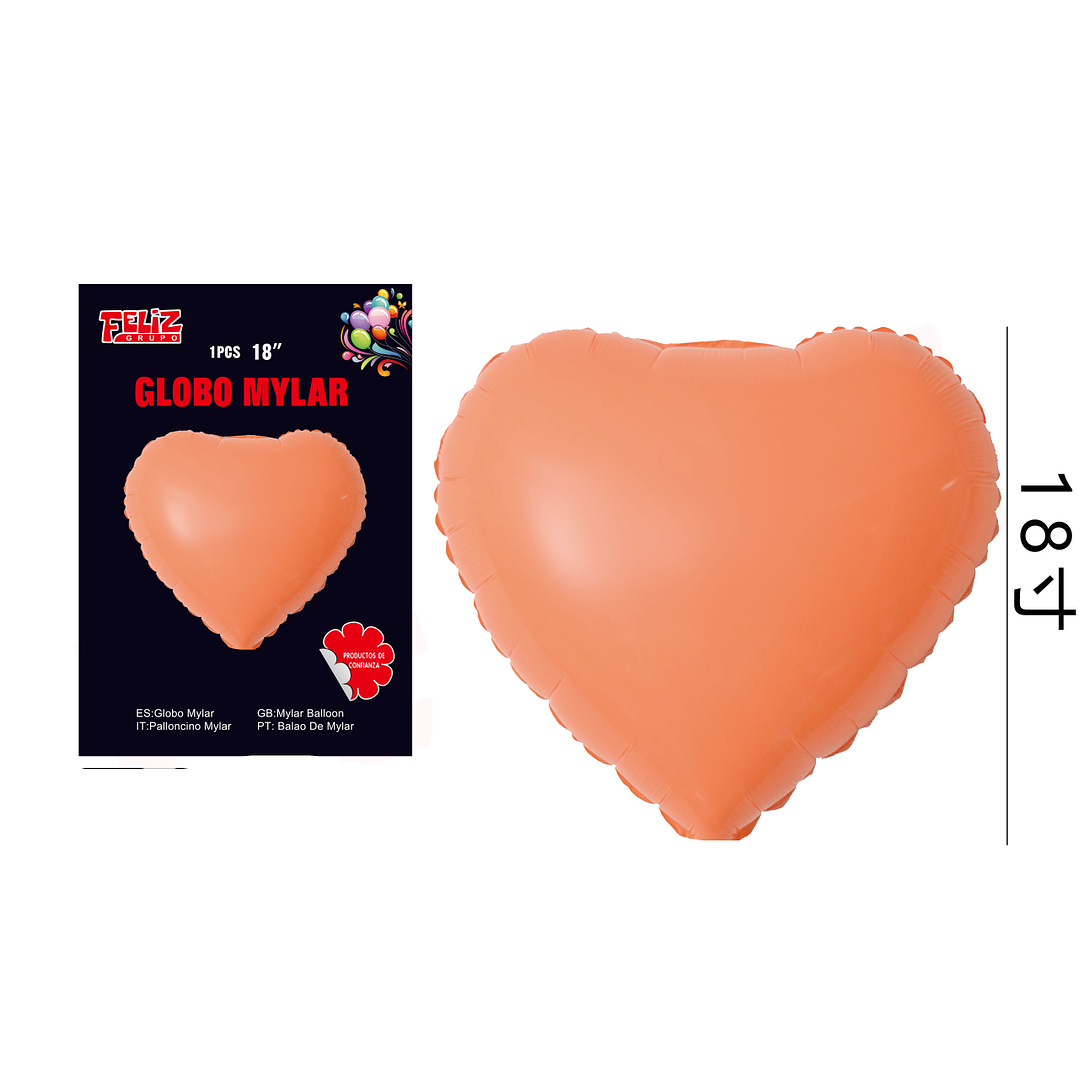 Globo Corazón Naranja Crema 1