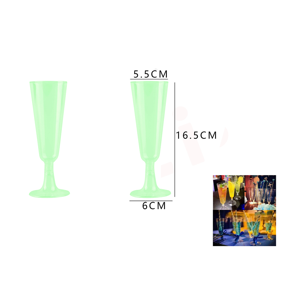Copas Acrilicas de Champan Verde 6pcs 1