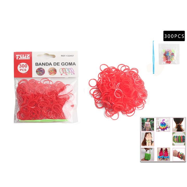 Bandas de Goma para Pulseras Rojo 300pcs 1