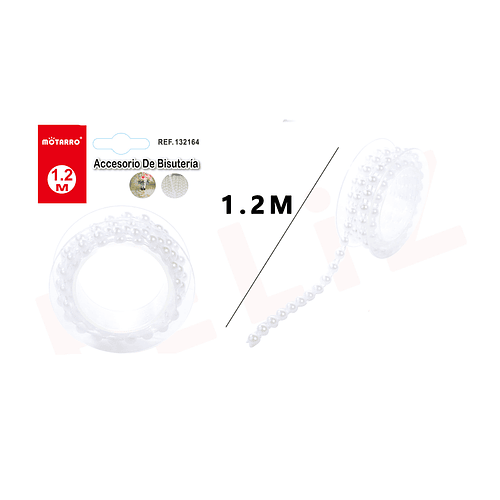 Cadena de Cuentas perlas Blancas 1.2 m