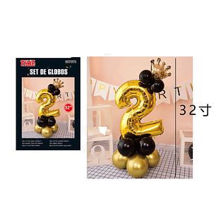 Globo Número 2 Dorado con Negro