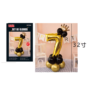 Globo Número 7 Dorado con Negro