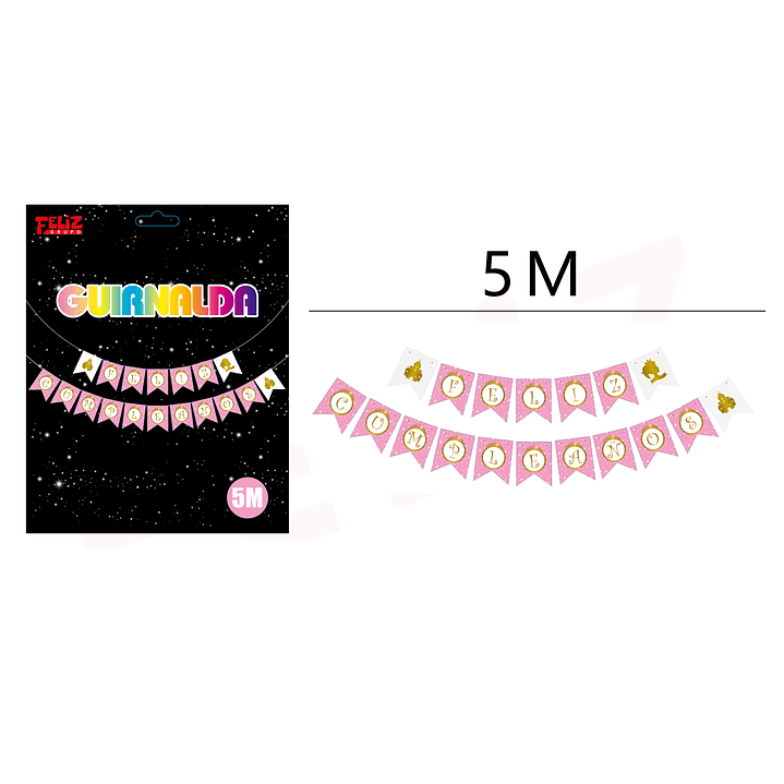 Guirnalda Cumpleaños Rosado 5M 1