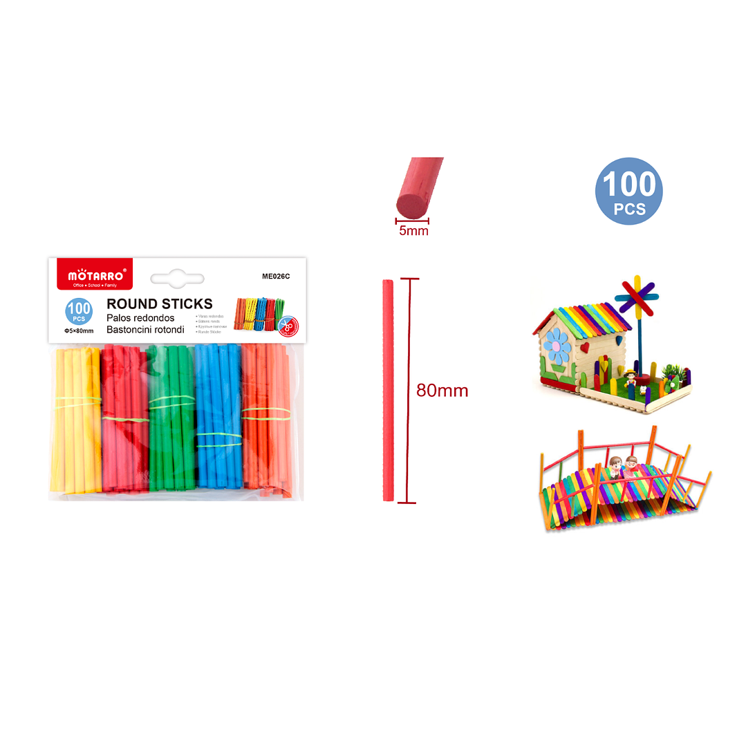 Palitos De Madera Multicolor 80X5Mm 100 Pcs 1