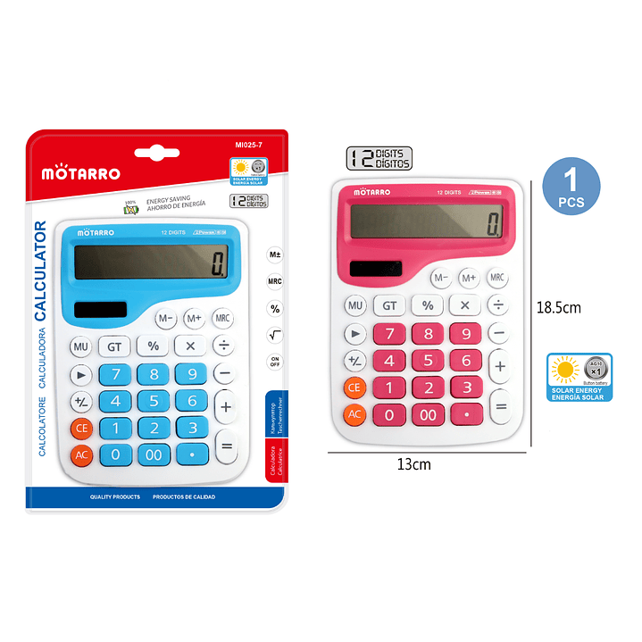 Calculadora Solar 12 Digitos 13x18.5cm 1