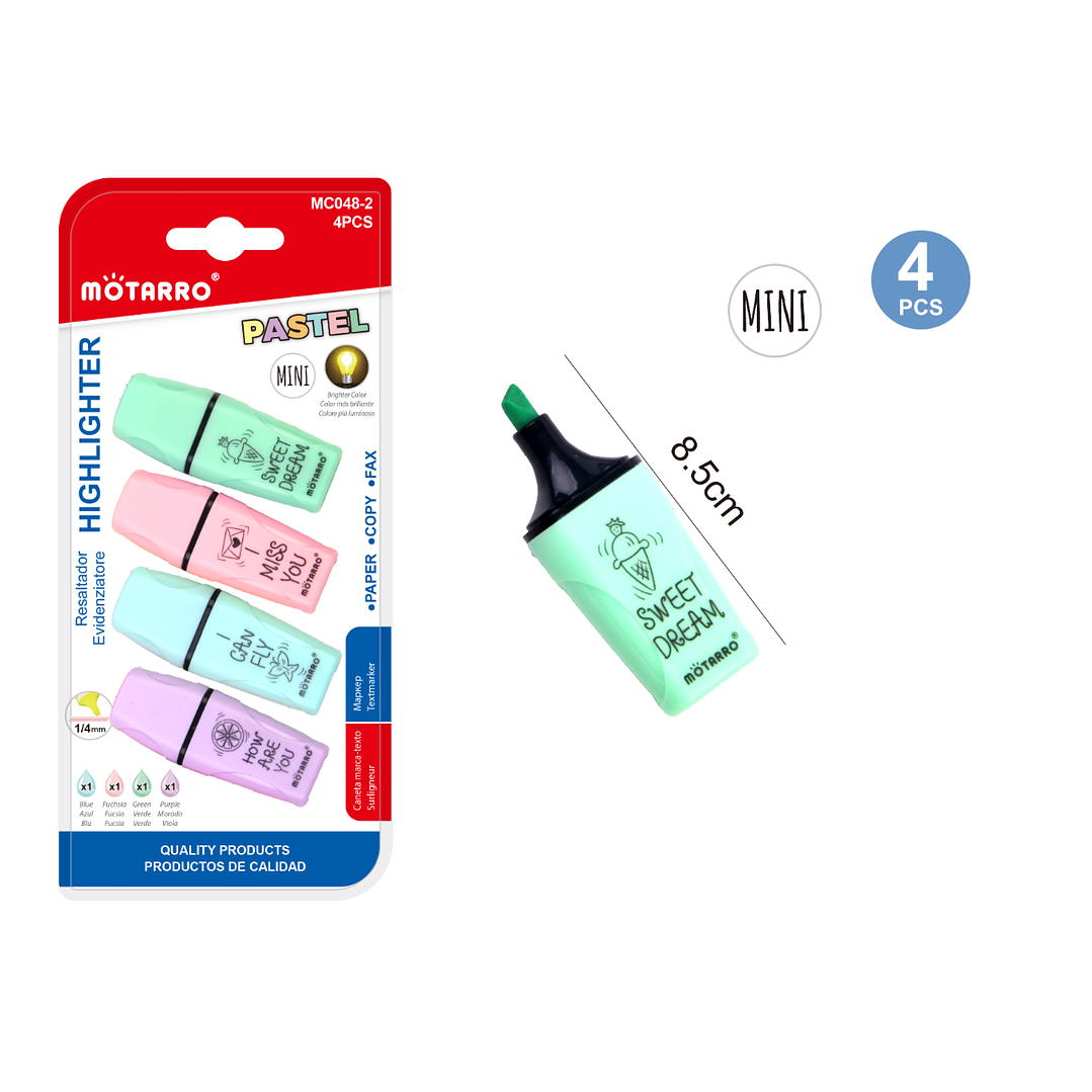 Destacadores mini pastel 4 pcs 1