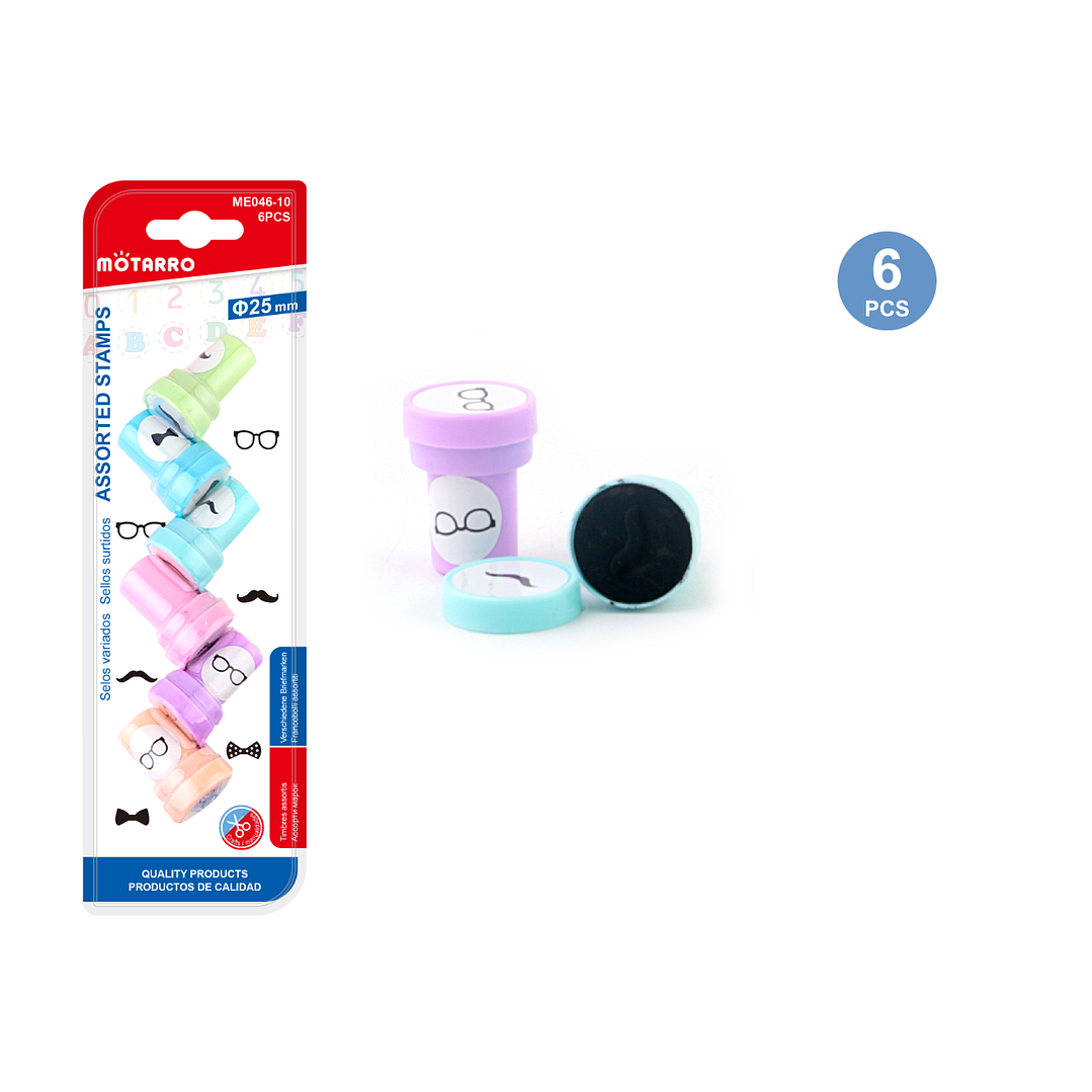 Timbres Animados moustache 6 pcs 1