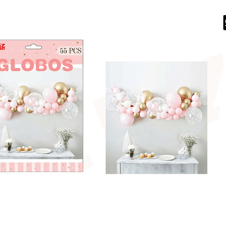 Set Globos Rosado y Dorado 55 pcs 1