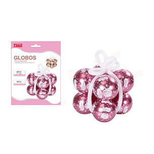 Set Globos Forma Regalo con Diseño Rosado 13 pcs