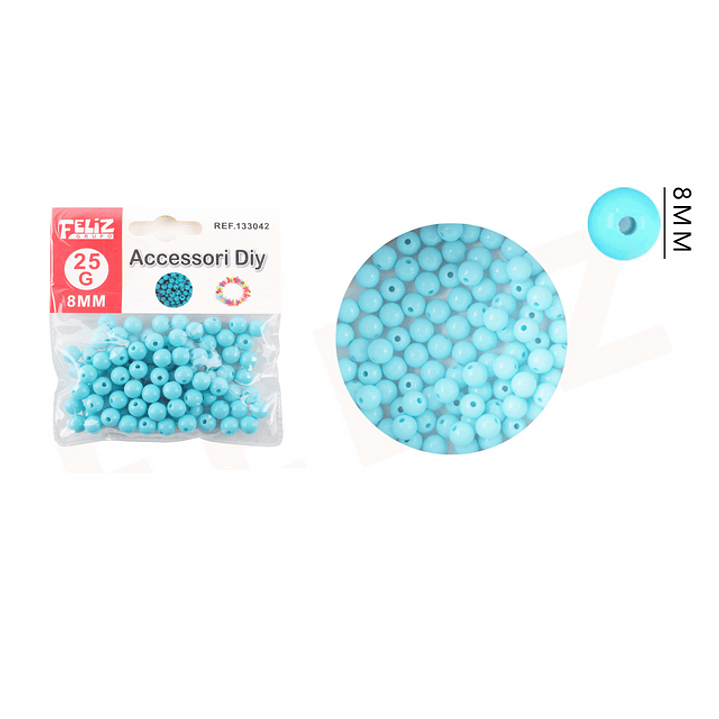 Perlas para Pulseras Celeste 8mm 25g 1