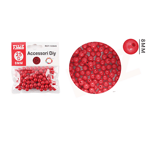 Perlas para Pulseras Rojo 8mm 25g