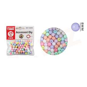 Perlas para Pulseras Multicolor Pasteles 8mm 25g