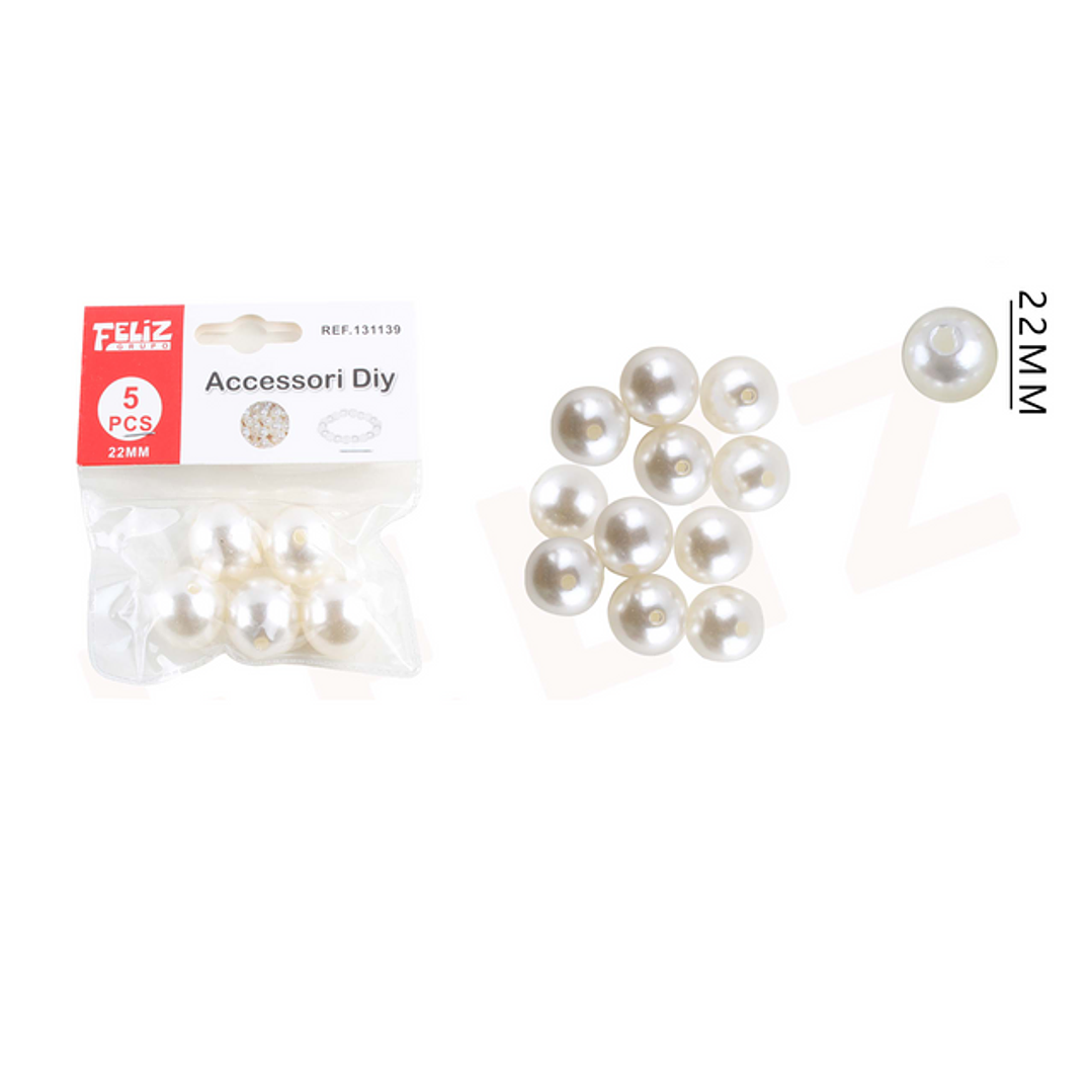 Perlas para Pulseras Blanco 22mm 5pcs 1