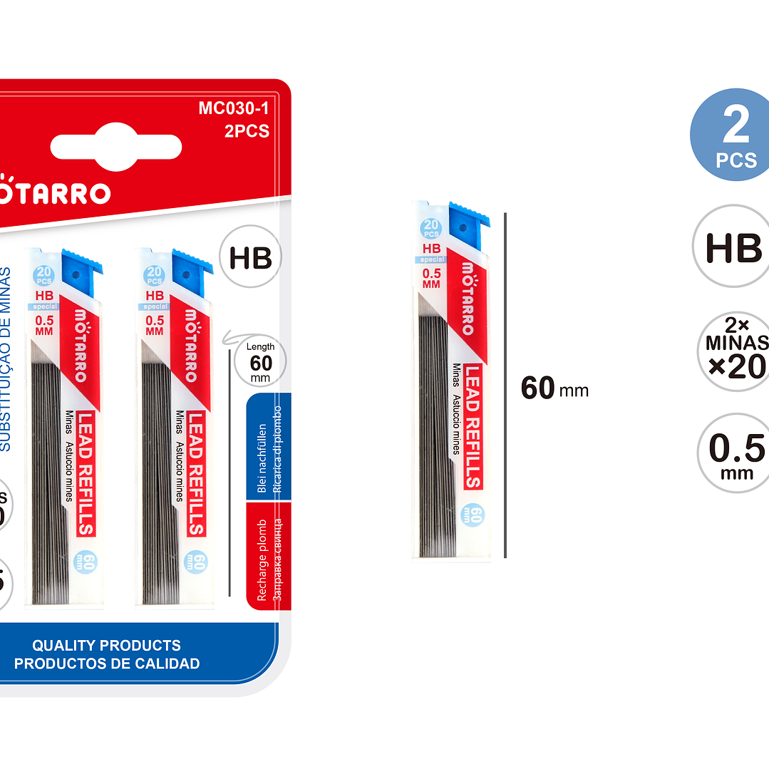 Minas HB 0.5mm 60mm 2pcs 1