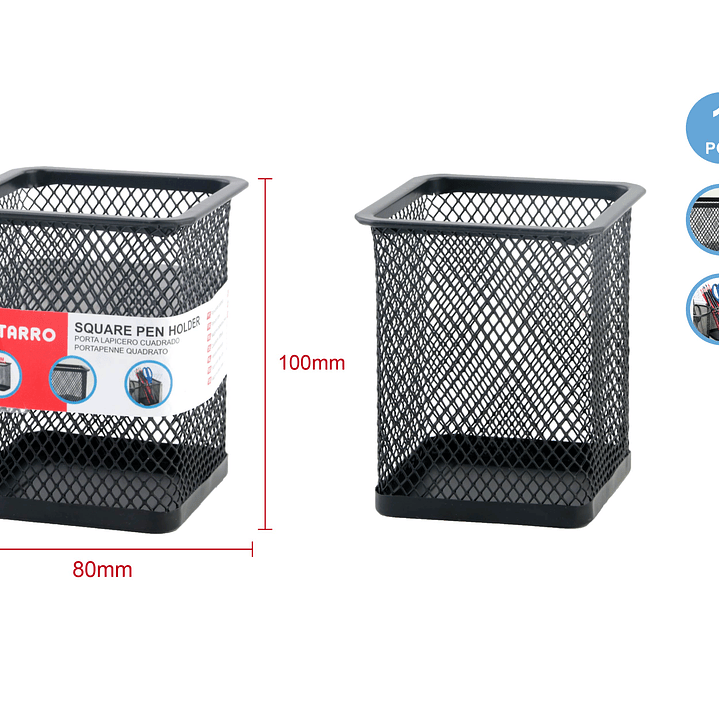 Porta Lápices Cuadrado Negro 100*80mm 1