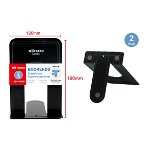 Sujetalibros Negro 12,6x19 cm 2 pcs