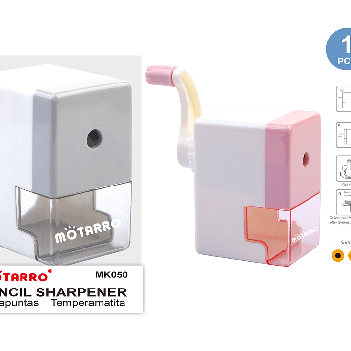Sacapuntas con depósito y manivela 1