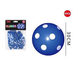 Globos Azul Con Puntos Blancos 5pcs