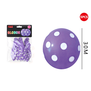 Globos Morado Con Puntos Blancos 5pcs