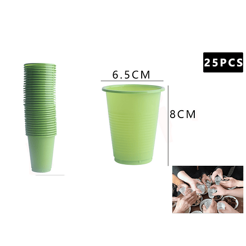Vasos Plásticos Verde 200ml 25Pcs