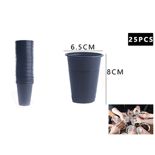 Vasos Plásticos Negro 200ML 25pcs