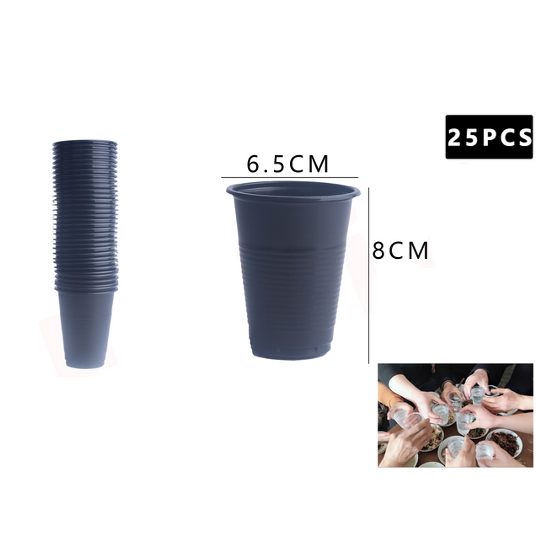 Vasos Plásticos Negro 200ML 25pcs 1