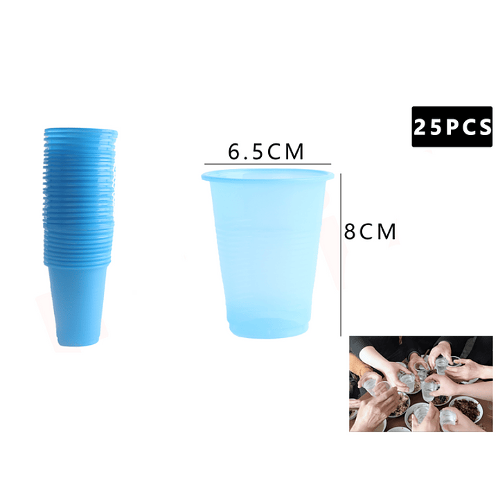 Vasos Plásticos Celeste 200ML 25pcs 1