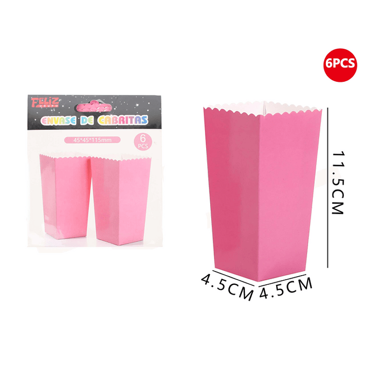 Cajas de Palomitas Rosado 6pcs 1